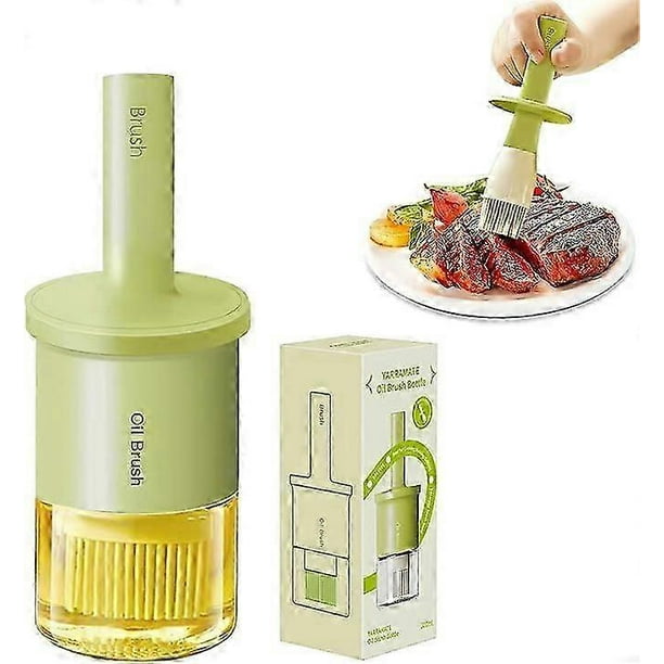 Oil Dispenser Bottle With Heat Resistant Brush, Glass Oil Dispenser For Kitchen, Oil Container With Silicone Basting Pastry Brush For Cooking Bbq Vi