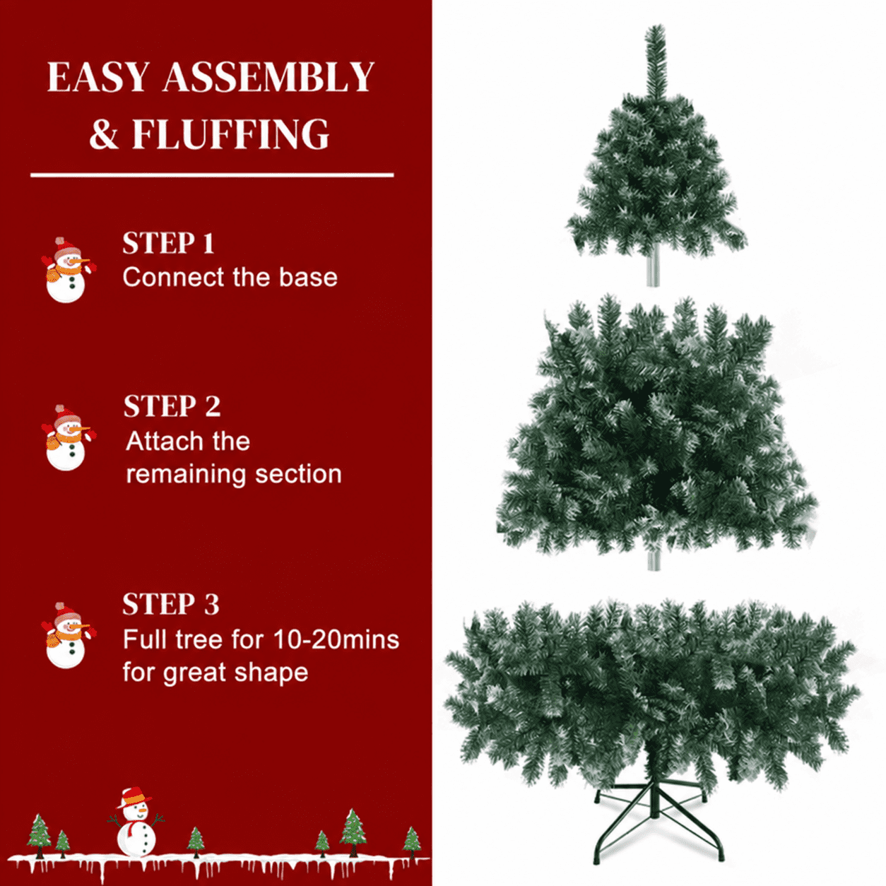 Alvantor 6 ft Unlit Artificial Christmas Tree with 812 PVC Branch Tips and Iron Stand, Light Green and White