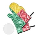 thumbnail image 3 of Benin Flag Oven Mitts And Pot Holders Sets Baking Sets For Kitchen Bbq Gloves Heat Resistant Cooking Fingerprint Country Pride Identity 4 Pcs, 3 of 8