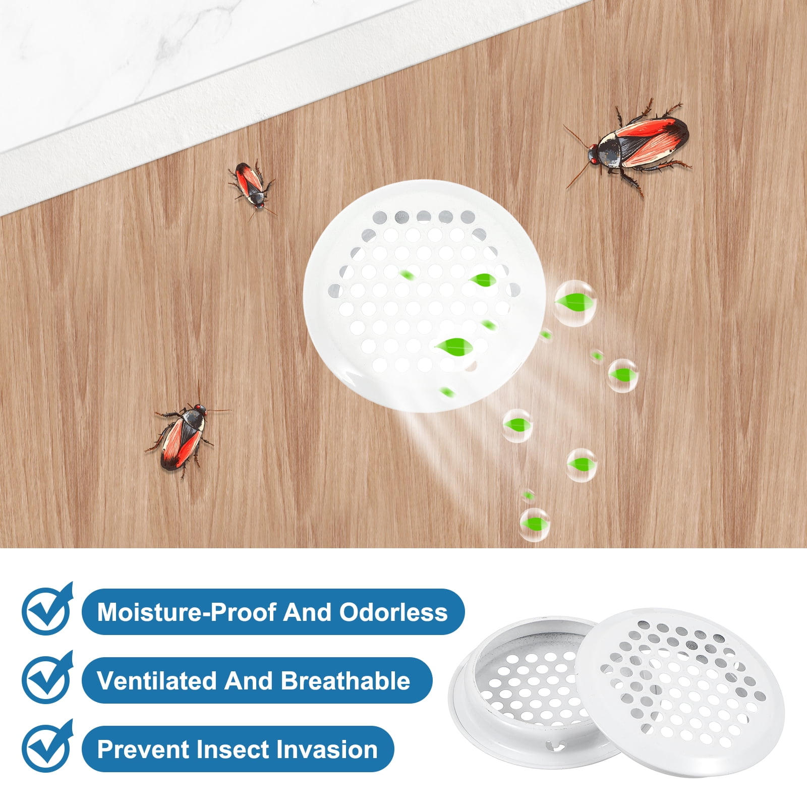 Uxcell 65mm Circular Air Vent, Dual Panel Round Mesh Hole Louver Round Mesh Hole Air Vent, 25 Pcs Silver