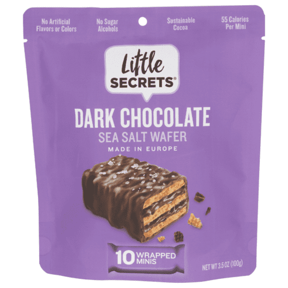 Little Secrets 10 Pack Dark Chocolate Sea Salt Mini Crispy Wafers 10 ct - Pack of 3