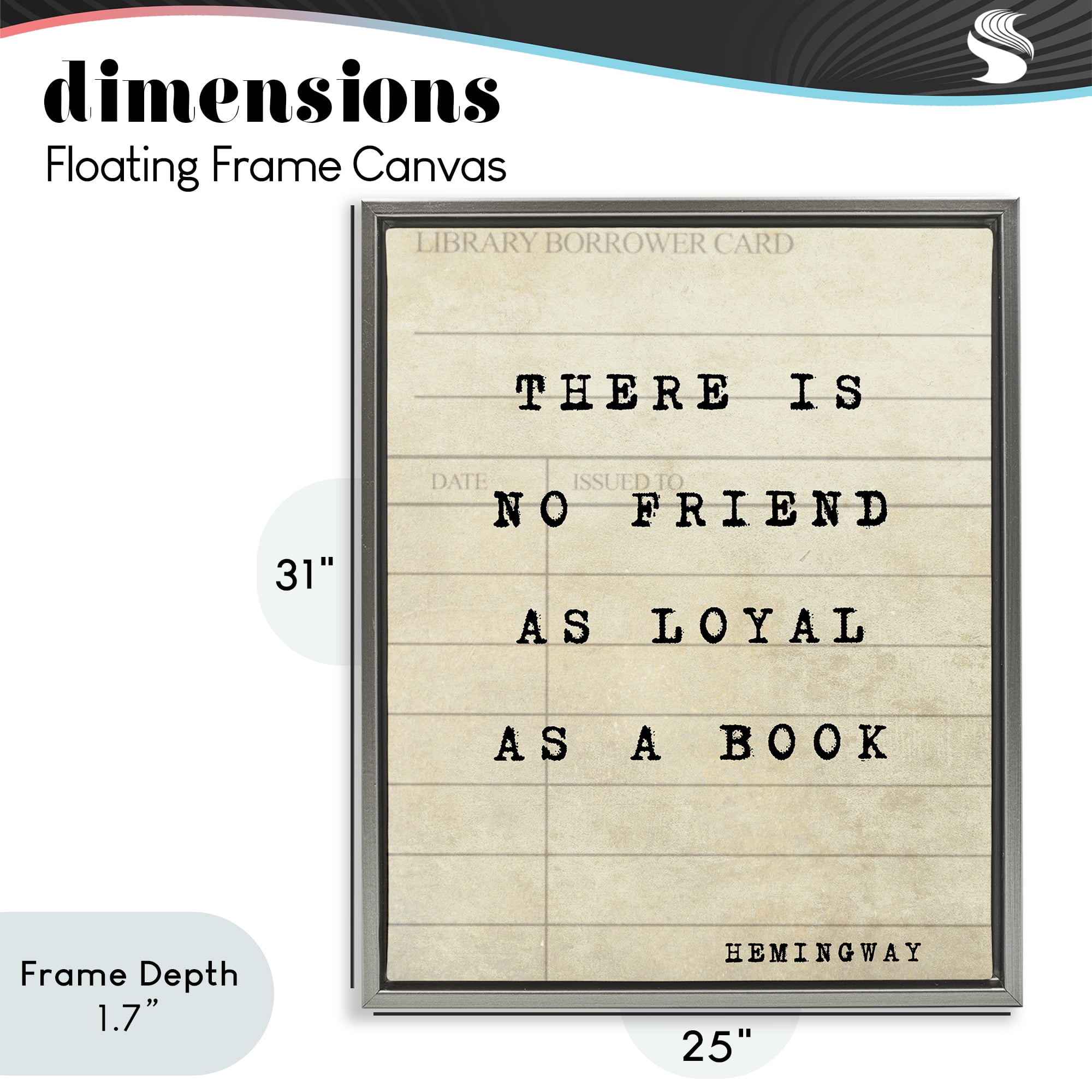 Stupell Industries No Friend As Loyal As A Book Gray Framed Floater Canvas Wall Art, design by Julia Frost