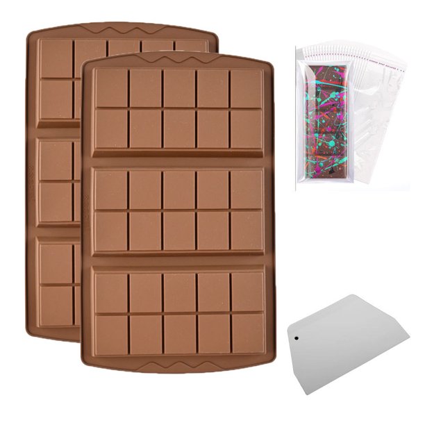Molde Chocolate Rectángulo Barra Pistacho Silicona Con Bolsas Embalaje Y Raspador Herramientas para Hornear El Bricolaje