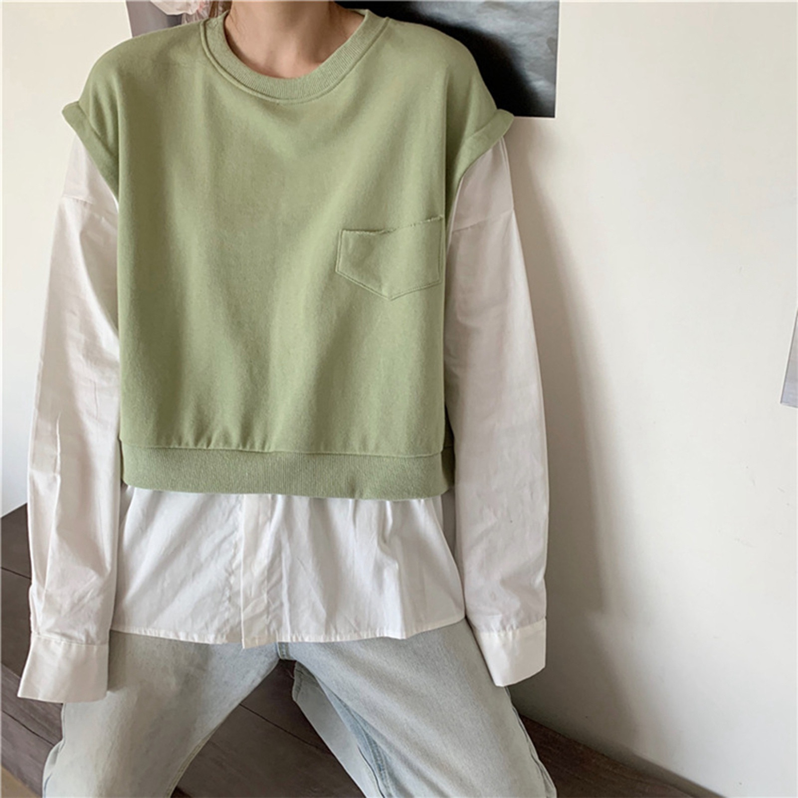 Faux layered sweater best sale