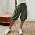 thumbnail image 2 of Vhkiploz Summer Board Shorts for Women's Pleated Everyday Bermuda Shorts Solid Color Beachwear Elastic Hem Wide Leg Running Shorts, 2 of 9