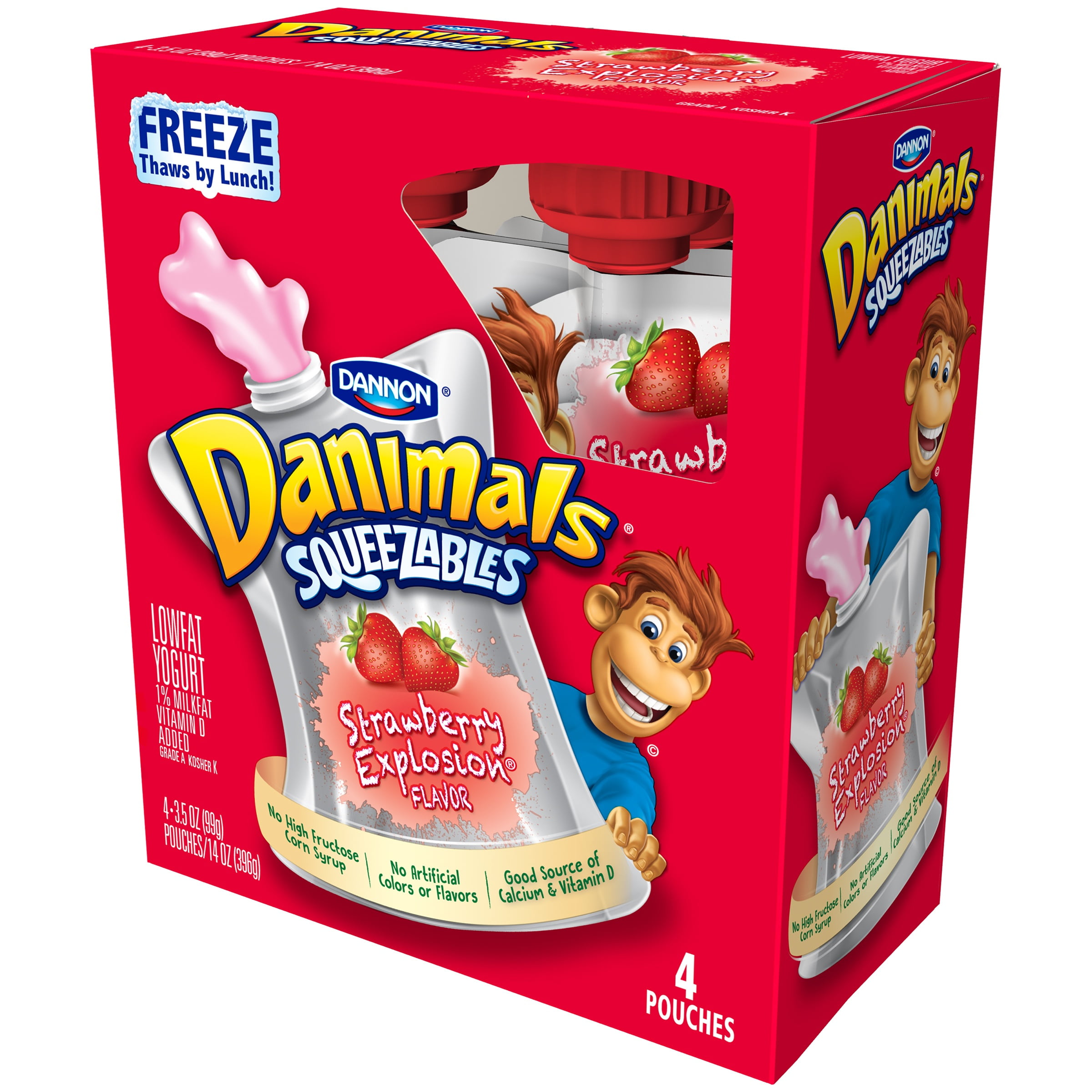 Danimals Lowfat Strawberry Explosion Yogurt, 3.5 Oz., 4 Count Walmart
