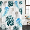 thumbnail image 2 of Jellyfish Coral Coastal Shower Curtain, Waterproof Shower Curtains for Bathroom, Nautical Summer Beach Ocean Sea Washable Fabric Bathtub Curtain Set Bath Decor with 12 Hooks 48"x72", 2 of 8
