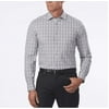 Calvin Klein Men's Dress Shirt Slim Fit 4-Way Stretch In Eclipse Gray/Coral Check, 18 36x37