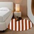 thumbnail image 3 of Burnt Orange Stripe Large Area Rugs for Bedroom Living Room, Soft Non Slip Carpet Bedside Rug, Farmhouse Striped Abstract Art Round Floor Cover Kitchen Accent Rug 3.3' for Dining Room/Office, 3 of 9