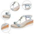 thumbnail image 5 of Rokment Glitter Rhinestones Bohemian Wedge Dressy Sandals for Women Ethnic Handwoven Rope Lined Sole Espadrilles Platform Elastic Ankle Strap Walking Dress Beach Summer Shoes Silver Size 9.5, 5 of 7