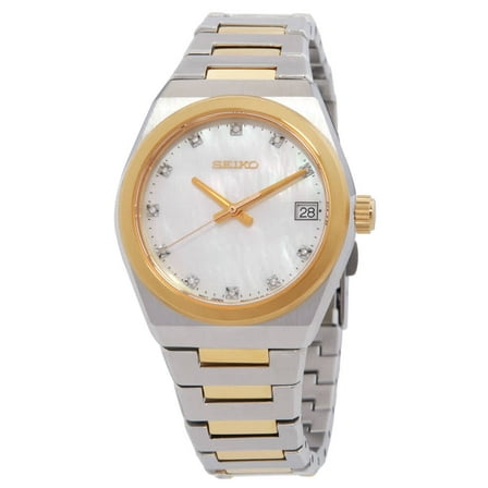 Seiko Quartz White Mother of Pearl Dial Ladies Watch SUR604P1