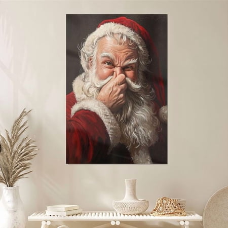 Funny Santa Claus Bathroom Portrait Poster Size 24''x36''-Gategoo