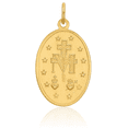 thumbnail image 5 of 14K Solid Yellow Gold Oval Our Lady of Miraculous Medal Blessed Virgin Mary Necklace Chain Pendant Charm with chain 22inch, 5 of 11
