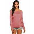 thumbnail image 4 of Women'S Long Sleeve Boat Neck Off Shoulder Blouse Tops Pink XXL, 4 of 6