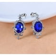 thumbnail image 4 of Clip on 1 3/4" silver pointed edge blue stone earrings, 4 of 4