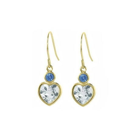 2.22 Ct Sky Blue 14K Yellow Gold Earrings Made With Swarovski Zirconia