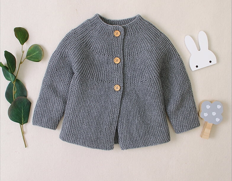 Carolilly Autumn Winter Clothes Newborn Baby Boy Girls Plain Sweater Coat Button Down Knitted Cardigan Jacket Warm Top Walmart Com