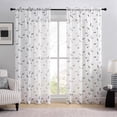 thumbnail image 2 of Leaf Sheer Curtains 84 Inches Long 2 Panels Grey Embroidered Sheer Curtains for Bedroom Light Filtering Neutral Floral Voile Rod Pocket Natural Botanical Faux Linen Drapes, 50x84 Gray on White, 2 of 5