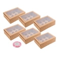 thumbnail image 2 of Paquete de 6 cajas para cupcakes de calidad alimentaria con 12 agujeros, soportes para cupcakes con ventana. Marrón, 2 of 9