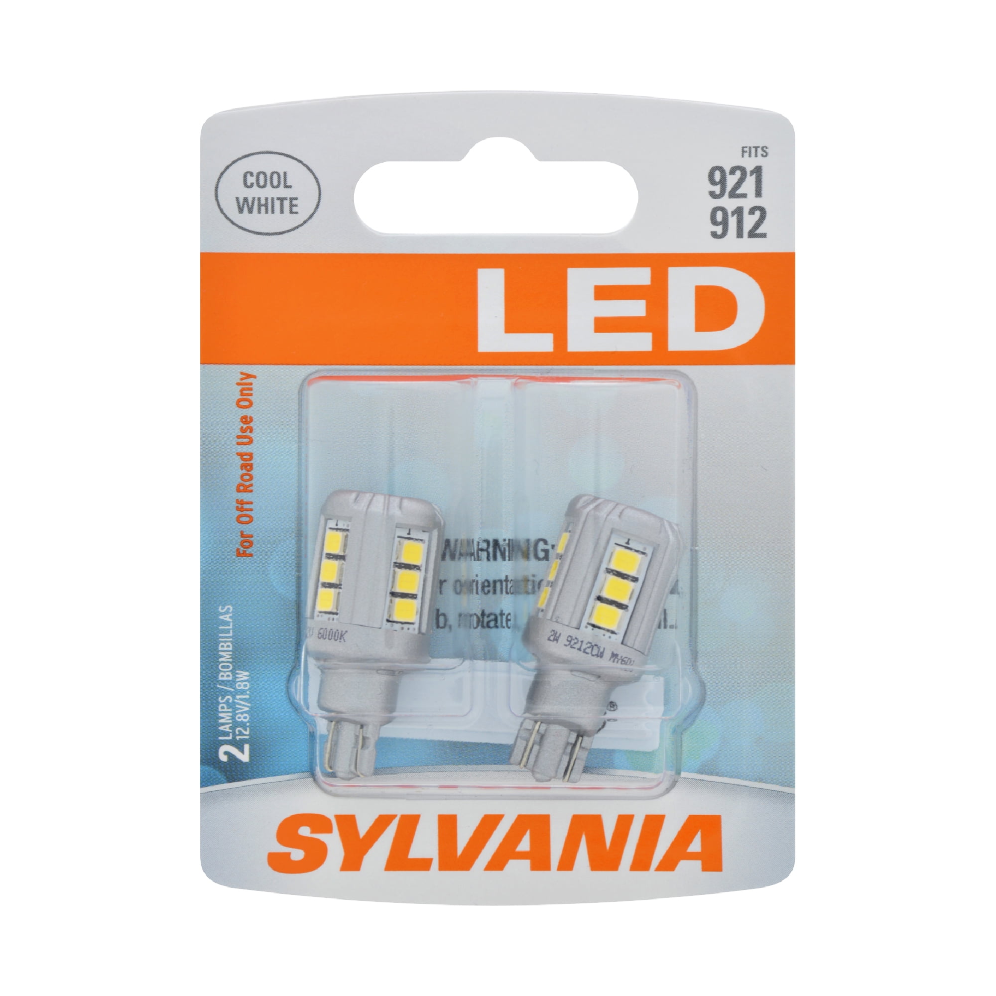 Sylvania 921 White LED Automotive Mini Bulbs, Pack of 2.