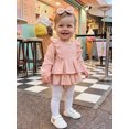 thumbnail image 3 of Cjfdfy Newborn Baby Girls Fall Romper Clothes Solid Ruffled Long Sleeve Bubble Dress Bodysuit And Bow Headband Infant Cute Jumpsuit Fall Winter Outfit 0-18 Months, 3 of 9