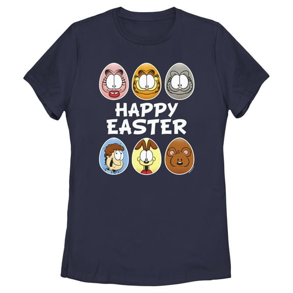 Women's Garfield Happy Easter Egg Portraits  Graphic T-Shirt
