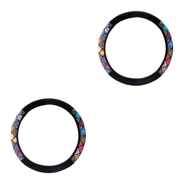 Speravity Cubierta elástica para volante de cuero, cubiertas de 37-38cm de diámetro, accesorios antideslizantes para vehículos, decoración de No.01 2piezas Speravity CBP161118