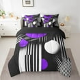 thumbnail image 2 of Erosebridal Purple Round Bed in a Bag Full size,Geometric Stripes Bed Set,Gradient Ombre Bedding Full Size,Lightweight Boys Bedroom Decor,Reversible,7-Piece, 2 of 6
