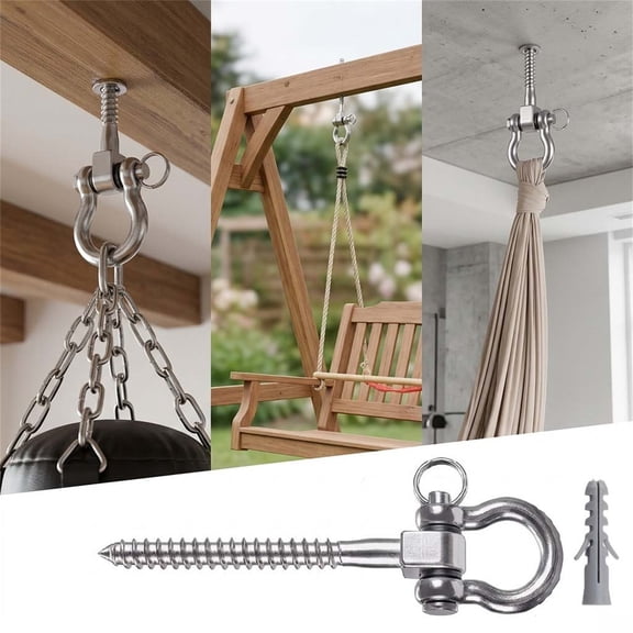 Set of 2 Stainless Steel Screw Bracket Heavy Duty 180°Swing Hangers, 1800LB Capacity Playground Yoga Hammock Rope Tire Web Chair Sandbag Punching Bag Porch Swing Sets