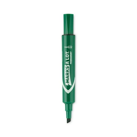 Avery MARKS A LOT Regular Desk-Style Permanent Marker, Broad Chisel Tip, Green, Dozen , Each