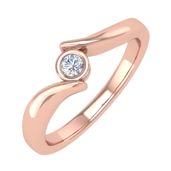 1/5 Carat Channel Set Solitaire Diamond Engagement Ring Band in 14K Rose Gold (Ring Size 8.25)