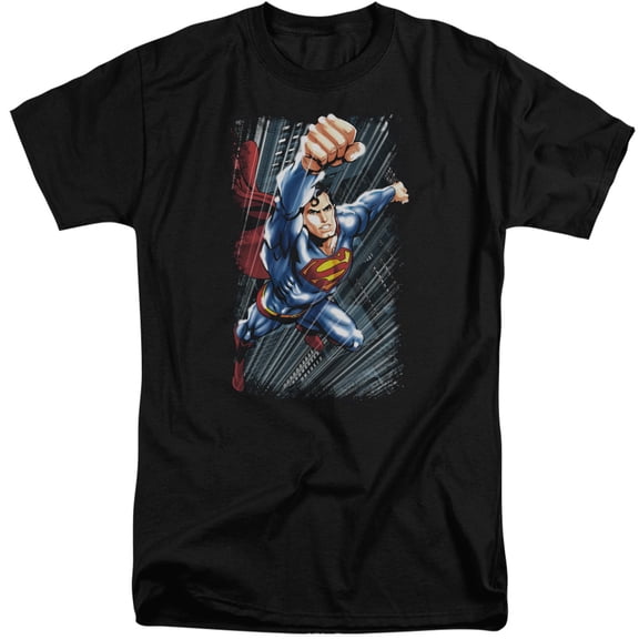 Superman Faster Than Adult Tall T-Shirt Black