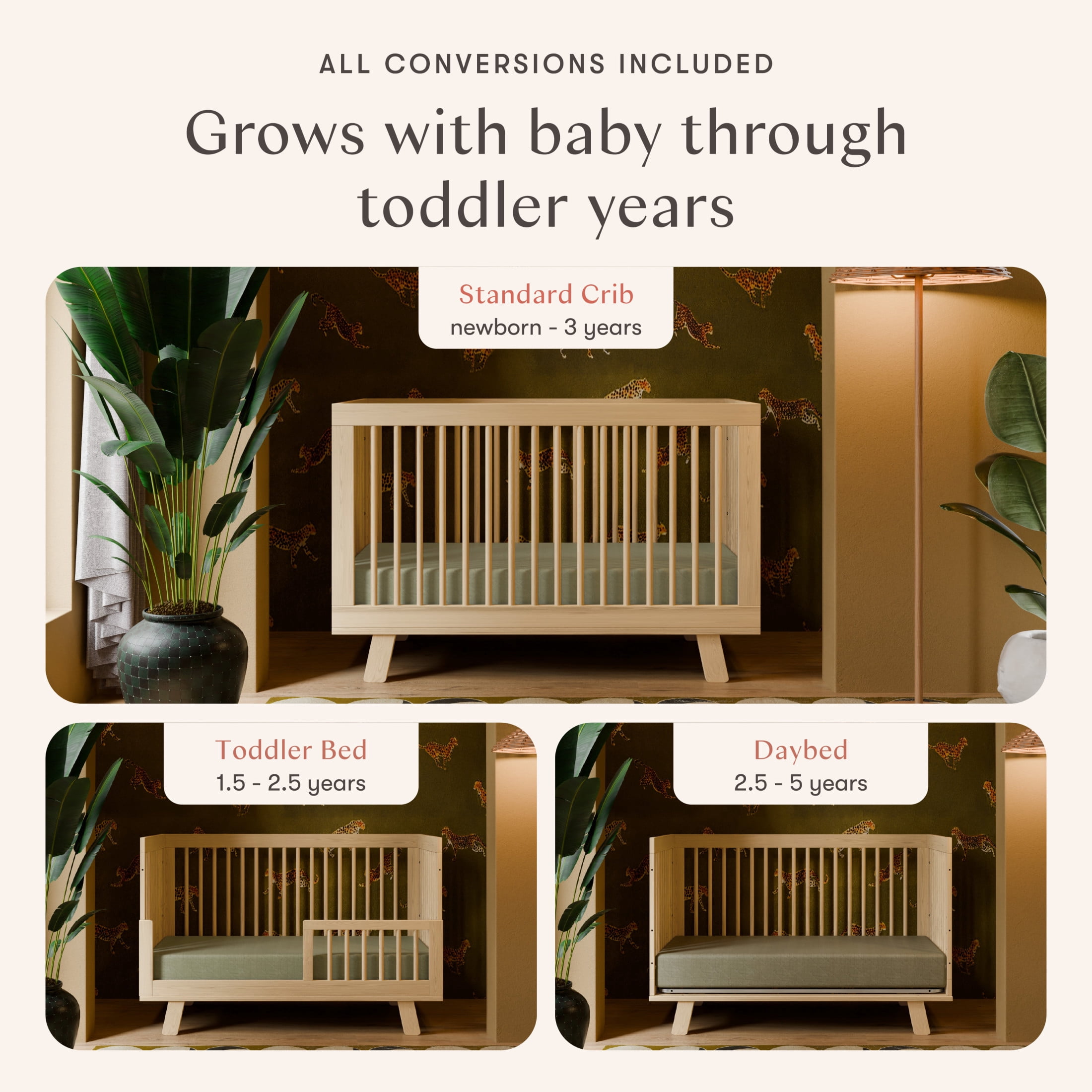 Babyletto Hudson 3-in-1 Convertible Crib with Toddler Bed Conversion Kit