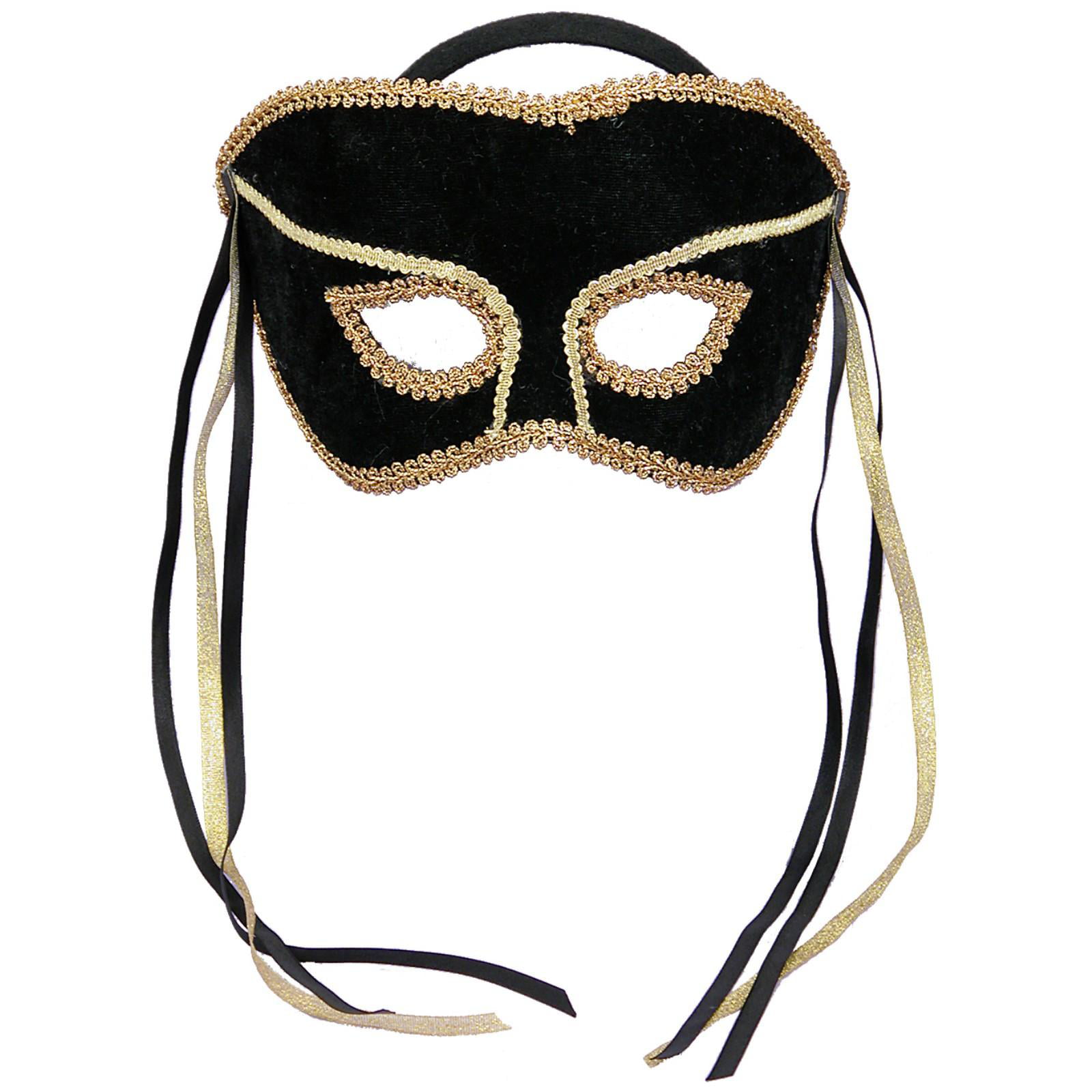 One Size Forum Fancy Cat Style Venetian 1/2 Mask Black/Gold 
