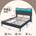 thumbnail image 3 of Afuhokles Full Size Bed Frame with LED Lights, Platform Bed Frame with Bookcase Headboard, Upholstered Bed with Hidden Storage, Dark Gray, 3 of 10