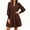 Coffee, variant on Casual V Neck Loose Womens Ruffle Tiered Long Sleeve Tunic Dress