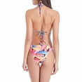thumbnail image 2 of Aayomet Women's Bikini Swimsuits Women's Hanging Neck Lace Up Bikini Colorful Pattern Printed Swimsuit,Watermelon Red S, 2 of 5