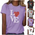 thumbnail image 1 of Fiudx Ofertas Relámpago Camiseta Estampada Informal y de Moda para Mujer con Cuello Redondo y Top de Manga Corta, 1 of 4