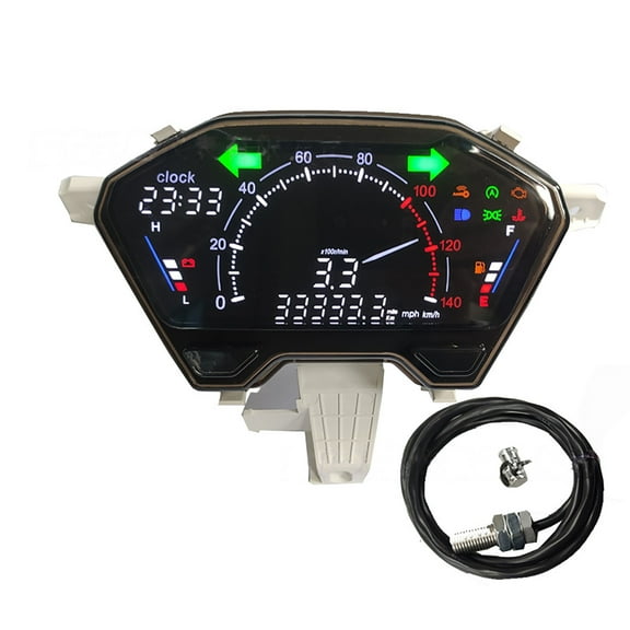 For Honda Click Motorcycle Digital Speedometer Dashboard, Waterproof Digital Gauge Cluster Speedometer For Vario 160-black