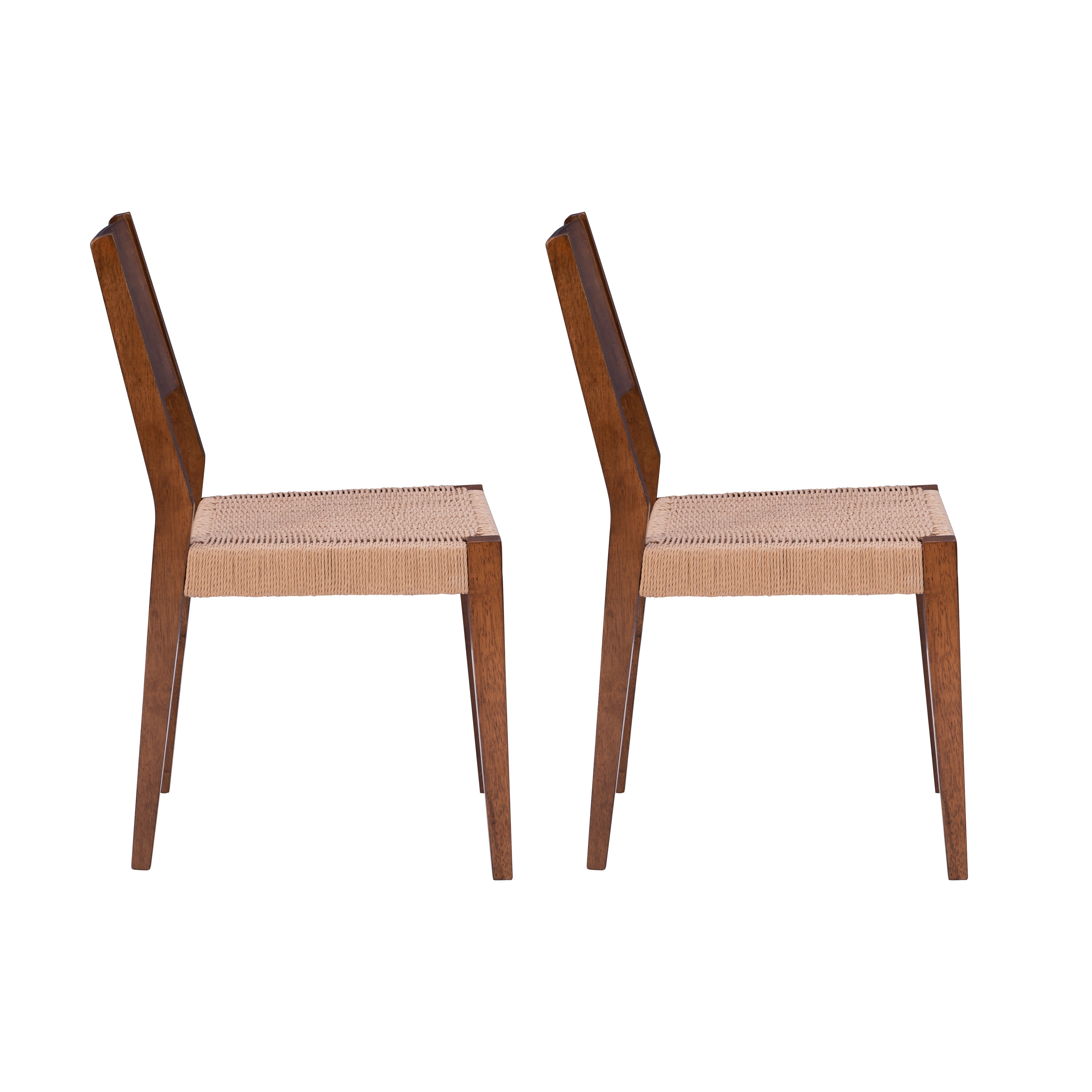 Holden Dining Chair, Set of 2, Brown with Handwoven Rope Seat