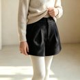 thumbnail image 3 of Trikvn Girls Dressy Wool Blend Shorts High Elastic Waist Pleated Front Fall Winter Warm Uniform Shorts with Pockets, 3 of 8