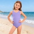 thumbnail image 2 of JAJAHO One Piece Swimsuit For Girls Racerback Athletic Training Solid Color Bathing Suit Full Coverage Swimwear For Kids 3-14 Years, 2 of 7