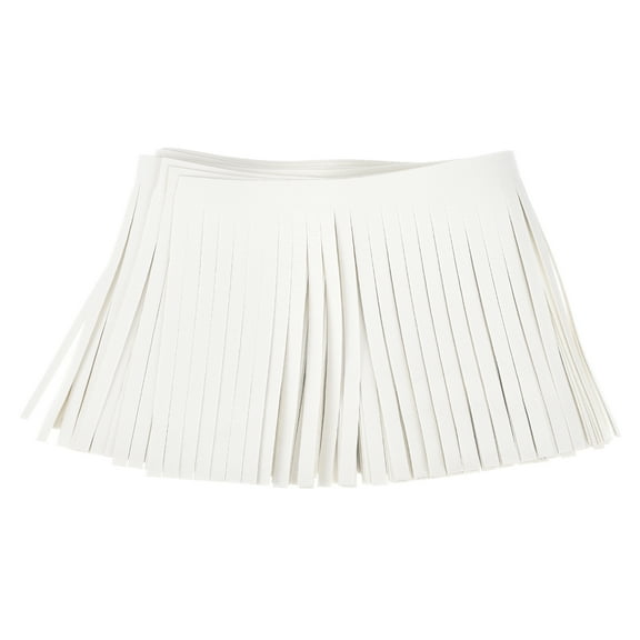 Uxcell 1 Yard 4 Inch Faux Leather Fringe Trim Tassel Fringe for Sewing, Beige