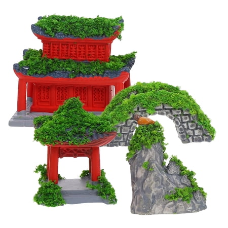 6 Pcs Ancient Building Pavilion Bridge 5.00X4.50X3.20CM