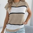 thumbnail image 2 of ZyeKqe Cap Sleeve Tops for Women Crewneck Pullover Knit Top Color Block T Shirts Blouses Top, 2 of 5