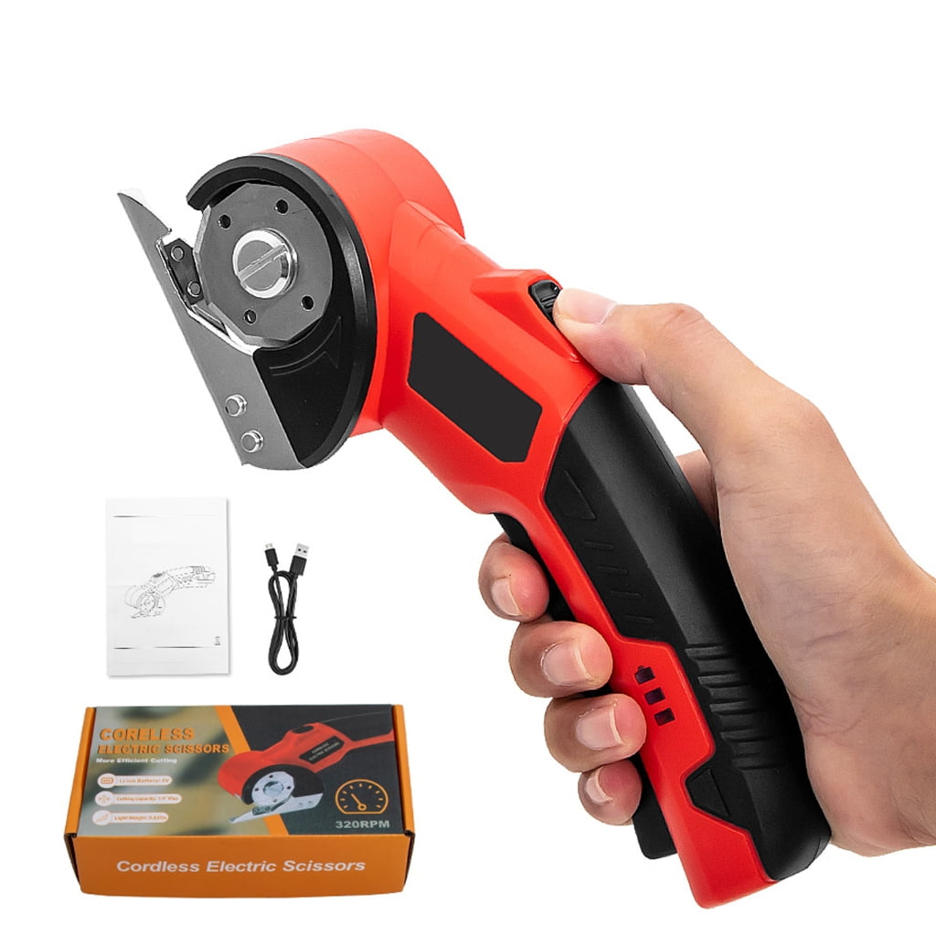 MOMOJIA High Capacity Cordless Fabric Scissors Electric Handheld Shears Safety Guard Rechargeable USB Design