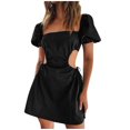 thumbnail image 1 of AMERTEER Femme Été Tempérament Tunique Dos Nu Élastique Dentelle Réglable Robe, 1 of 6