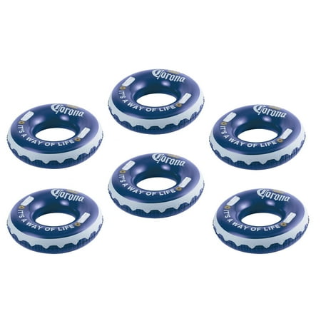 Corona Tube - Corona 31 Inch Inflatable Corona Bottle Cap Swimming Pool Float Tubes, 6 Pack