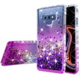 thumbnail image 3 of Compatible for Samsung Galaxy Note 9 Case, with [Temper Glass Screen Protector] SOGA Diamond Glitter Liquid Quicksand Cover Cute Girl Women Phone Case [Clear/Purple], 3 of 5