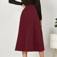 thumbnail image 4 of High Waist, Single-Breasted, Soft & Stylish A-Line Casual Wear for Women, Size XL Red Wine-colored Midi Skirt, 4 of 6